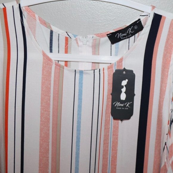 PAPILLION Stripe Knot Detail Wide Leg Sleeveless Jumpsuit Size L - Picture 5 of 6